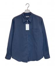 UNITED ARROWS (ユナイテッドアローズ) ウールトロピカル ジップ レギュラーカラーシャツ ネイビー サイズ:SIZE S 未使用品