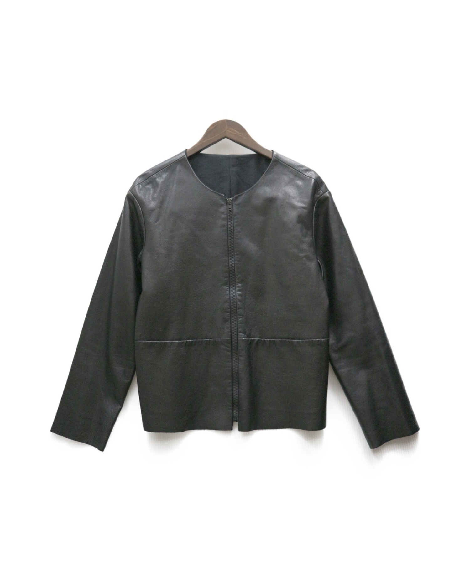 UNUSED (アンユーズド) ノーカラーレザージャケット ブラック サイズ:2 US0899