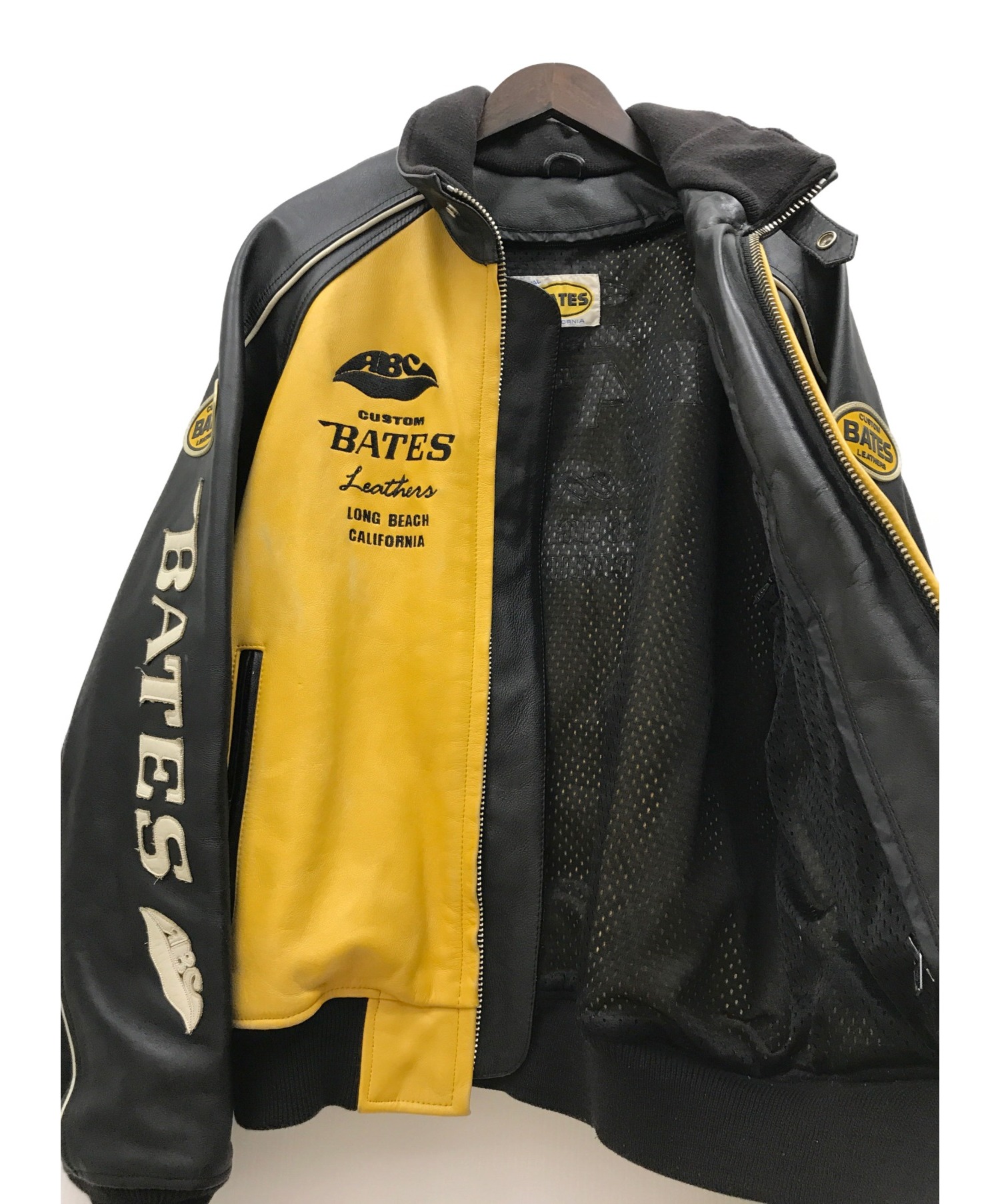 BATES (ベイツ) レザージャケット イエロー×ブラック サイズ:XL