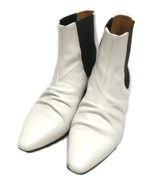 CELINE（セリーヌ）CELINE (セリーヌ) サイドゴアショートブーツ ホワイト サイズ:38 1/2の古着・服飾アイテム