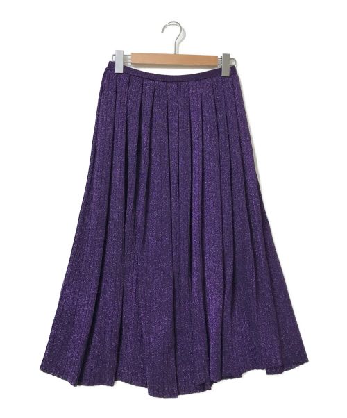 DRAWER（ドゥロワー）DRAWER (ドゥロワー) ラメプリーツニットスカート パープル サイズ:FREEの古着・服飾アイテム