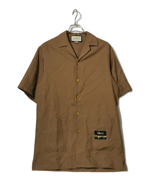 GUCCI（グッチ）GUCCI (グッチ) Orgasmiqueボーリングシャツ ブラウン サイズ:42の古着・服飾アイテム