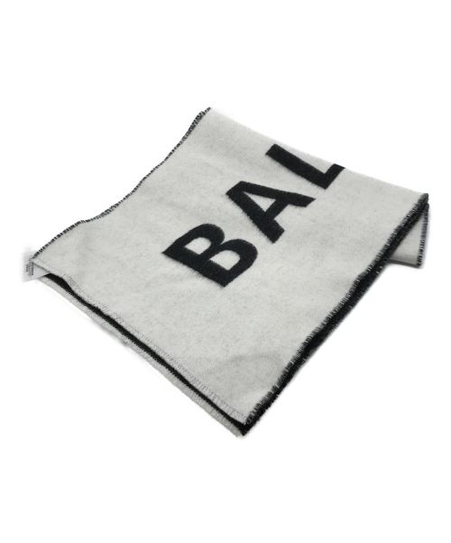 BALENCIAGA（バレンシアガ）BALENCIAGA (バレンシアガ) ロゴマフラー ブラック×ホワイトの古着・服飾アイテム