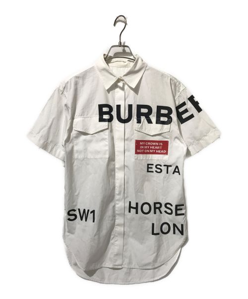BURBERRY LONDON（バーバリー ロンドン）BURBERRY LONDON (バーバリー ロンドン) ショートスリーブホースフェリープリントシャツ ホワイト サイズ:SIZE UK2/US0/IT34/165の古着・服飾アイテム
