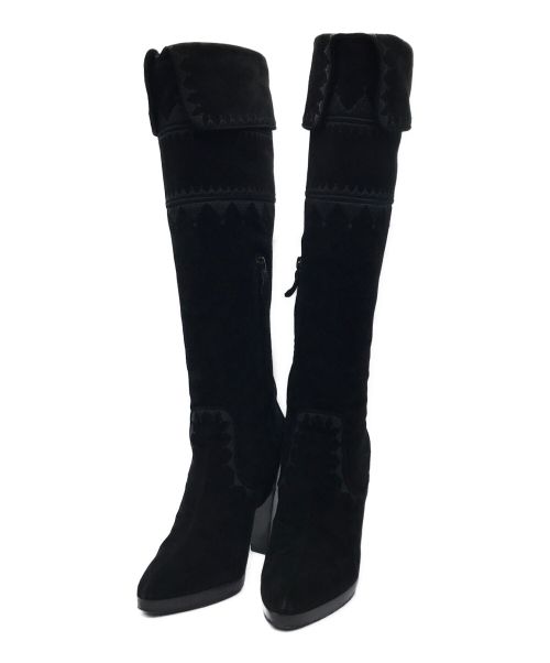 HERMES（エルメス）HERMES (エルメス) スウェードロングブーツ ブラック サイズ:37の古着・服飾アイテム