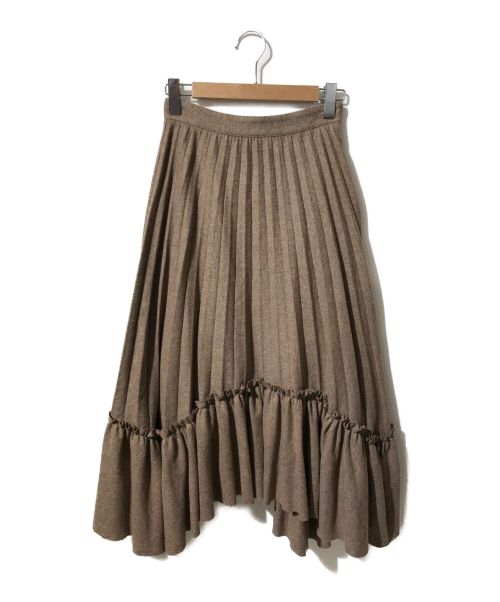 CLANE（クラネ）CLANE (クラネ) フリルプリーツボリュームスカート ブラウン サイズ:1の古着・服飾アイテム