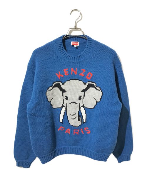 KENZO（ケンゾー）KENZO (ケンゾー) Pixel Elephant Wool Sweater ブルー サイズ:Sの古着・服飾アイテム