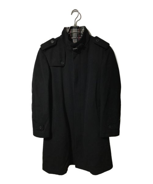 BURBERRY BLACK LABEL（バーバリーブラックレーベル）BURBERRY BLACK LABEL (バーバリーブラックレーベル) 比翼スタンドカラーウールコート ブラック サイズ:Lの古着・服飾アイテム