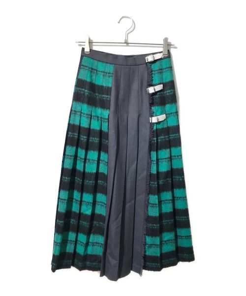 O'NEIL OF DUBLIN（オニールオブダブリン）O'NEIL OF DUBLIN (オニールオブダブリン) ラップスカート ブラック×グリーン サイズ:8の古着・服飾アイテム