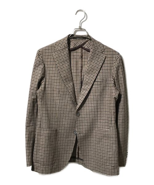 TAGLIATORE（タリアトーレ）TAGLIATORE (タリアトーレ) チェックテーラードジャケット ブラウン サイズ:48の古着・服飾アイテム
