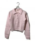 AURALEEオーラリー）の古着「BRUSHED SUPER KID MOHAIR KNIT SHORT POLO」｜ピンク