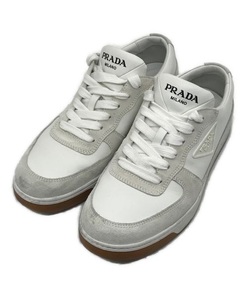 PRADA（プラダ）PRADA (プラダ) レースアップスニーカー ホワイト サイズ:6の古着・服飾アイテム