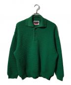 MAISON SPECIALメゾンスペシャル）の古着「Airy Mesh Knit Prime-Over Polo Shirt」｜グリーン