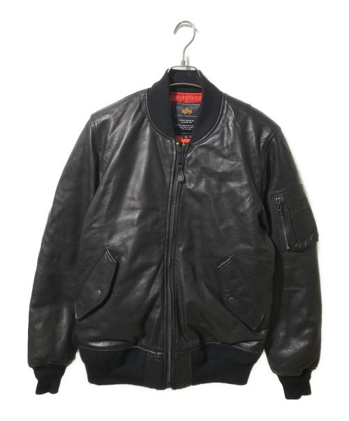 ALPHA（アルファ）ALPHA (アルファ) MA-1レザーダウンジャケット ブラック サイズ:XLの古着・服飾アイテム