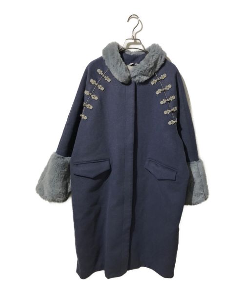 PAMEO POSE（パメオポーズ）PAMEO POSE (パメオポーズ) マンダリンコクーンコート ブルー サイズ:Fの古着・服飾アイテム