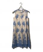GRACE CONTINENTAL（グレースコンチネンタル）の古着「チュールフラワー刺繍ドレス」｜ブルー