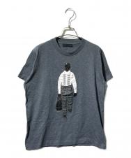 PRADA (プラダ) スタッズ付きアップリケTシャツ/半袖カットソー グレー サイズ:S