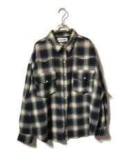 WINTERLAND (ウィンターランド) STUDS WESTERN SHIRT/チェックシャツ ブラック×グレー サイズ:F