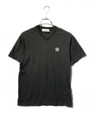STONE ISLAND (ストーンアイランド) フロントロゴVネック半袖カットソー/Tシャツ グレー サイズ:S