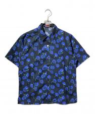 KENZO (ケンゾー) アロハシャツ ブラック×ブルー サイズ:S