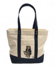 POLO RALPH LAUREN (ポロ・ラルフローレン) ポロベアキャンバストートバッグ ベージュ×ネイビー