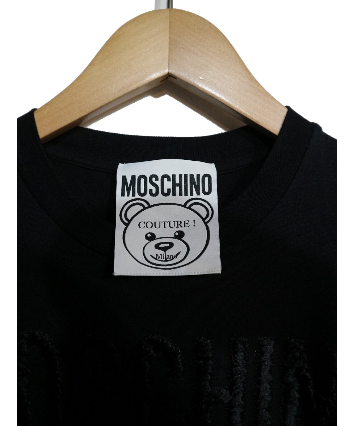 MOSCHINO (モスキーノ) ジャージTシャツ ブラック サイズ:XXS テディベア ブラシストローク