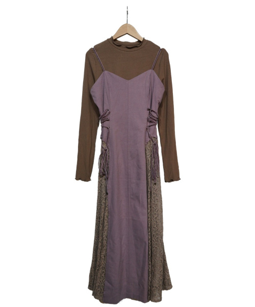 中古 古着通販 Lily Brown リリーブラウン 異素材切替えキャミワンピセット ブラウン ラベンダー サイズ F 未使用品 ブランド 古着通販 トレファク公式 Trefac Fashion
