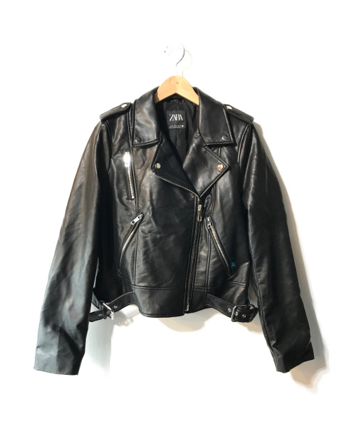 ZARA（ザラ）ZARA (ザラ) エコレザーダブルライダースジャケット ブラック サイズ:Mの古着・服飾アイテム