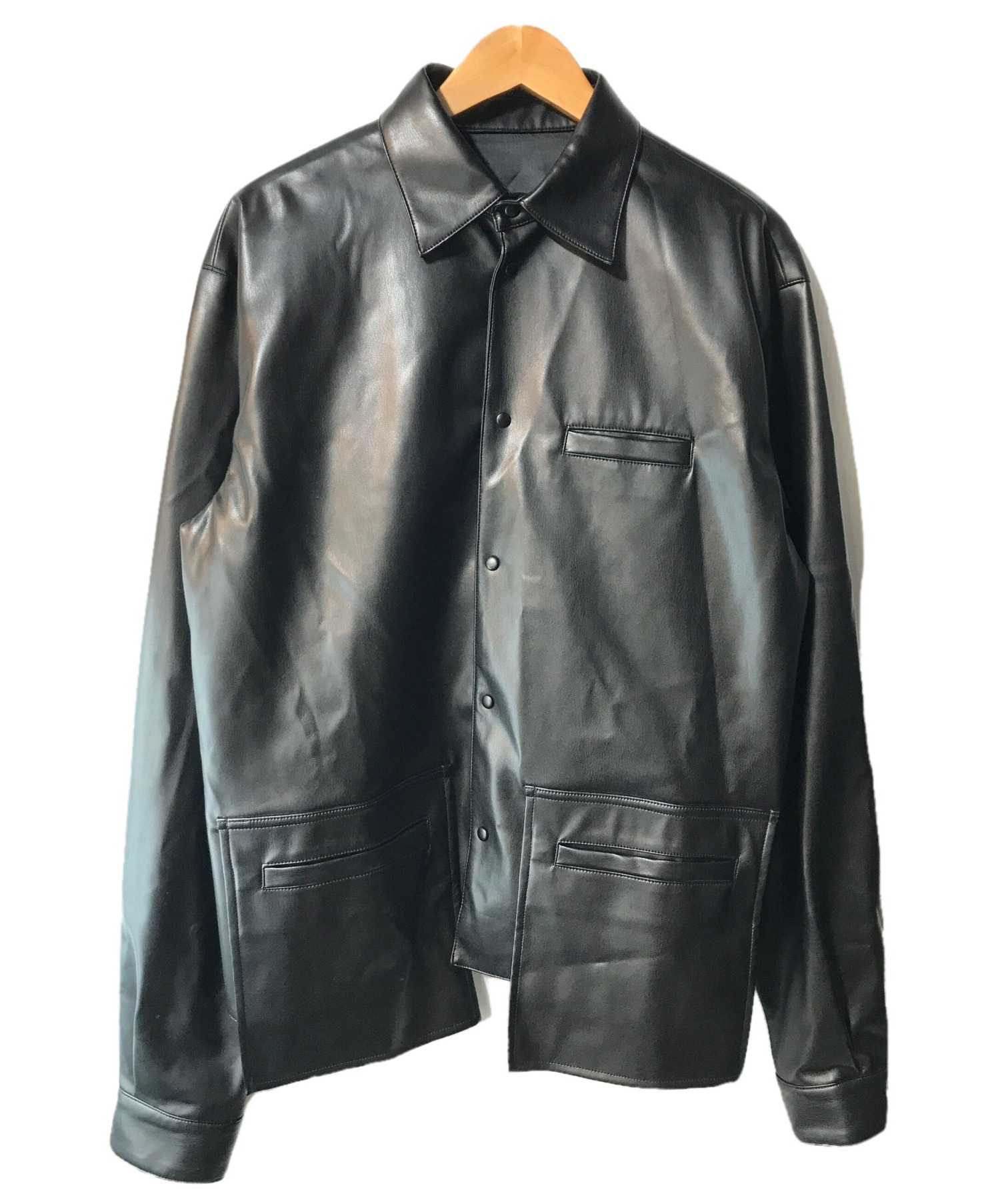 AVALONE (アヴァロン) シンセティックレザーシャツ ブラック サイズ:M 20SS