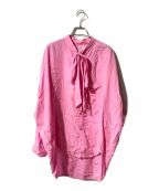 BALENCIAGAバレンシアガ）の古着「バックロゴプリント オーバーサイズ リボンシャツ」｜ピンク