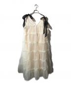 BONNEボンヌ）の古着「shoulder ribbon tiered one-piece dot tulle」｜アイボリー