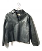 Number One Leather by REDMOON（ナンバーワンレザーバイレッドルーム）の古着「プルオーバーレザーシャツジャケット」｜ブラック