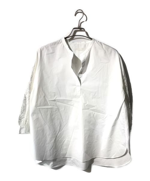 PLATINE（プラティーヌ）PLATINE (プラティーヌ) サンフラワーエンブロイダリースキッパーブラウス ホワイト サイズ:Mの古着・服飾アイテム