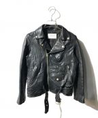 beautiful peopleビューティフルピープル）の古着「shrink leather riders jacket/シュリンクレザーライダースジャケット」｜ブラック