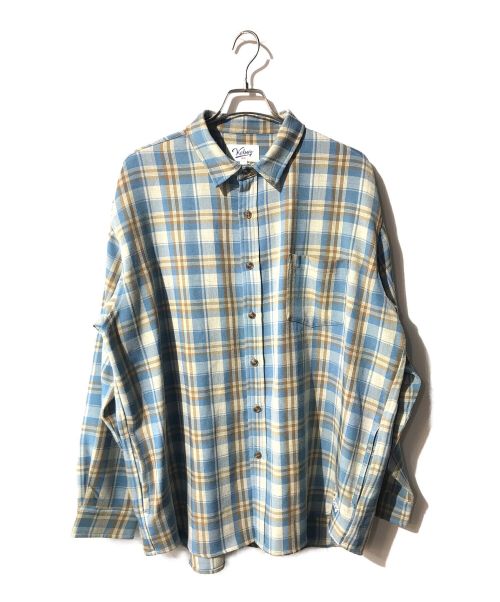 KEBOZ（ケボズ）KEBOZ (ケボズ) オーバーサイズチェックシャツ ブルー サイズ:XLの古着・服飾アイテム