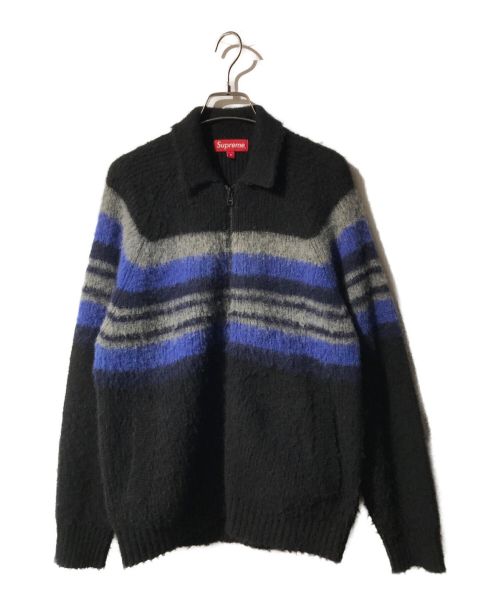SUPREME（シュプリーム）SUPREME (シュプリーム) Brushed Wool Zip Up Sweater ブラック×ブルー サイズ:Ｓの古着・服飾アイテム