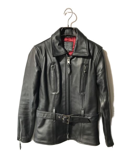 KADOYA（カドヤ）KADOYA (カドヤ) ベルテッドシングルライダースジャケット ブラック サイズ:Lの古着・服飾アイテム