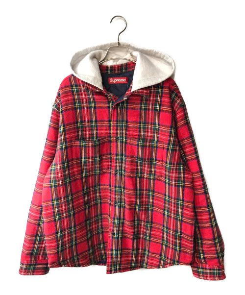 SUPREME（シュプリーム）Supreme (シュプリーム) tartan flannel hooded shirt レッド サイズ:Mの古着・服飾アイテム