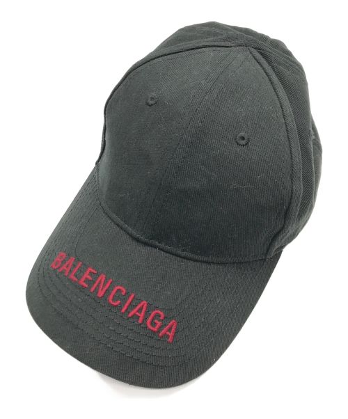 BALENCIAGA（バレンシアガ）BALENCIAGA (バレンシアガ) バイザーロゴキャップ ブラックの古着・服飾アイテム
