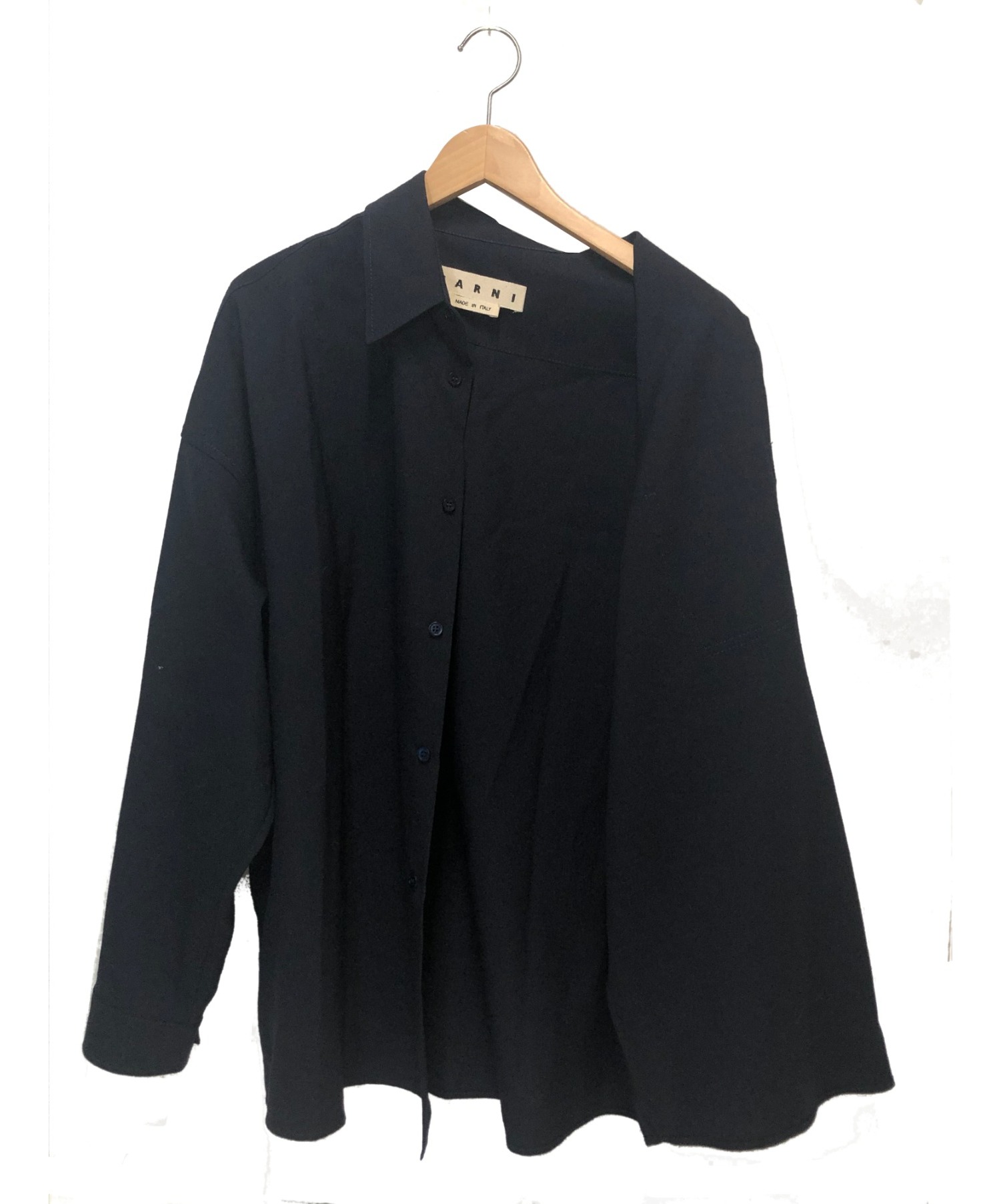 MARNI (マルニ) ウールトロピカルレギュラーカラーシャツ ネイビー サイズ:50 19SS CUMU0061A0