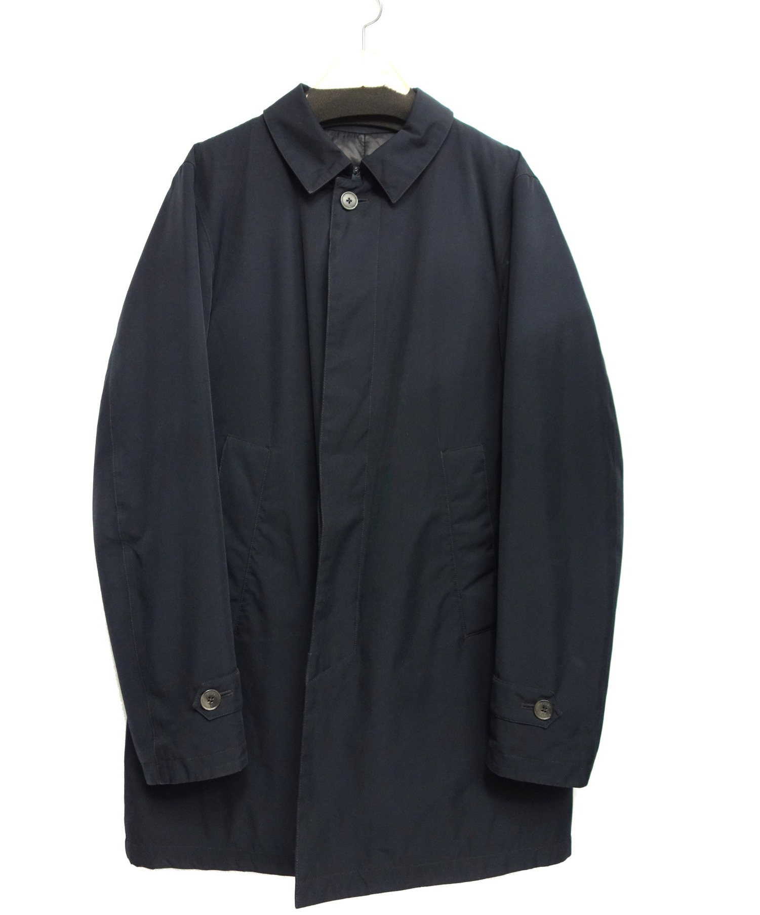 【中古・古着通販】HERNO (ヘルノ) ステンカラーダウンコート ネイビー サイズ:46 Stand Fall Collar Coat