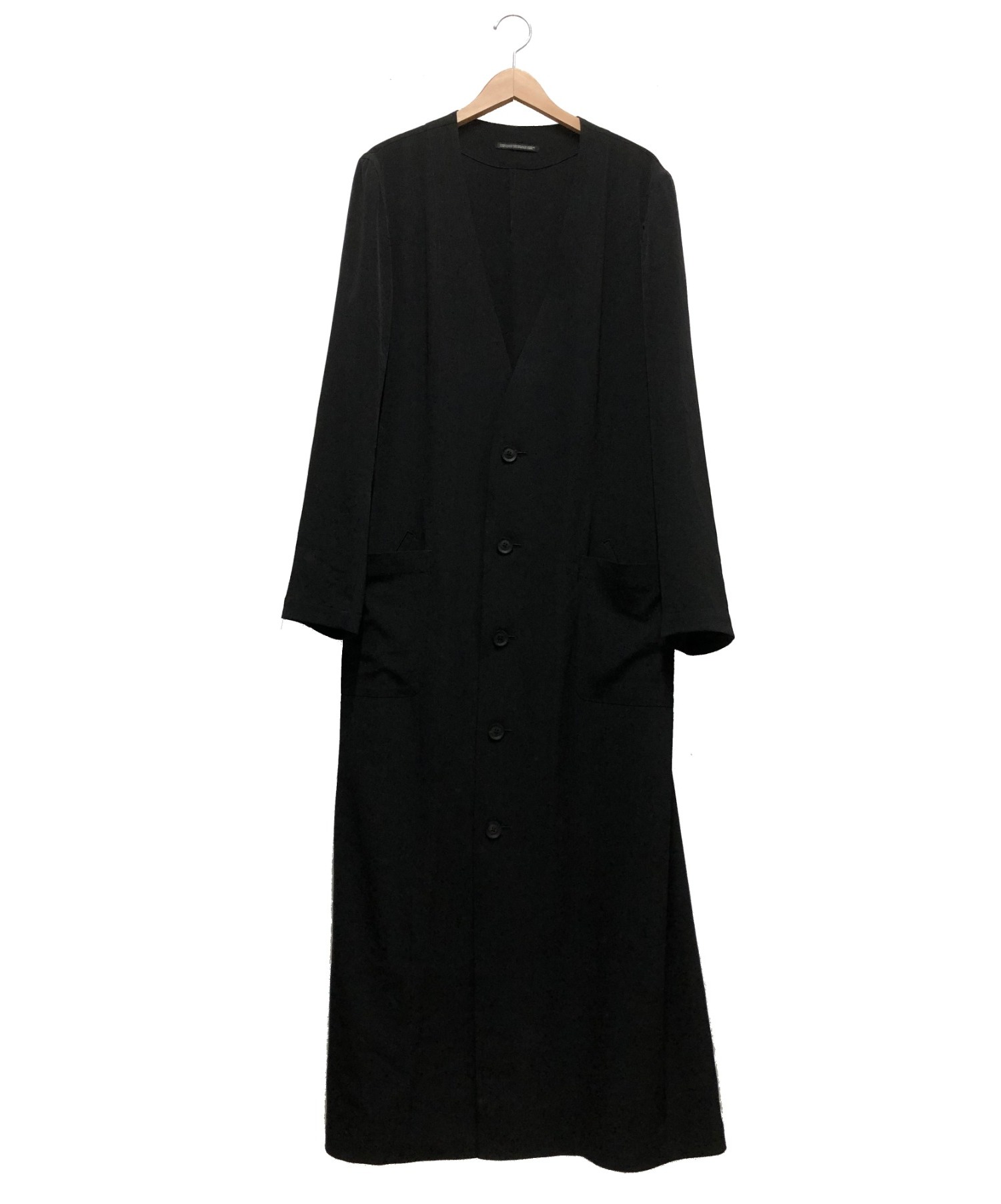 Yohji Yamamoto pour homme (ヨウジヤマモトプールオム) ノーカラーロングコート ブラック サイズ:3 20SS  HN-D19-500 I-Hide Piping PK Dress