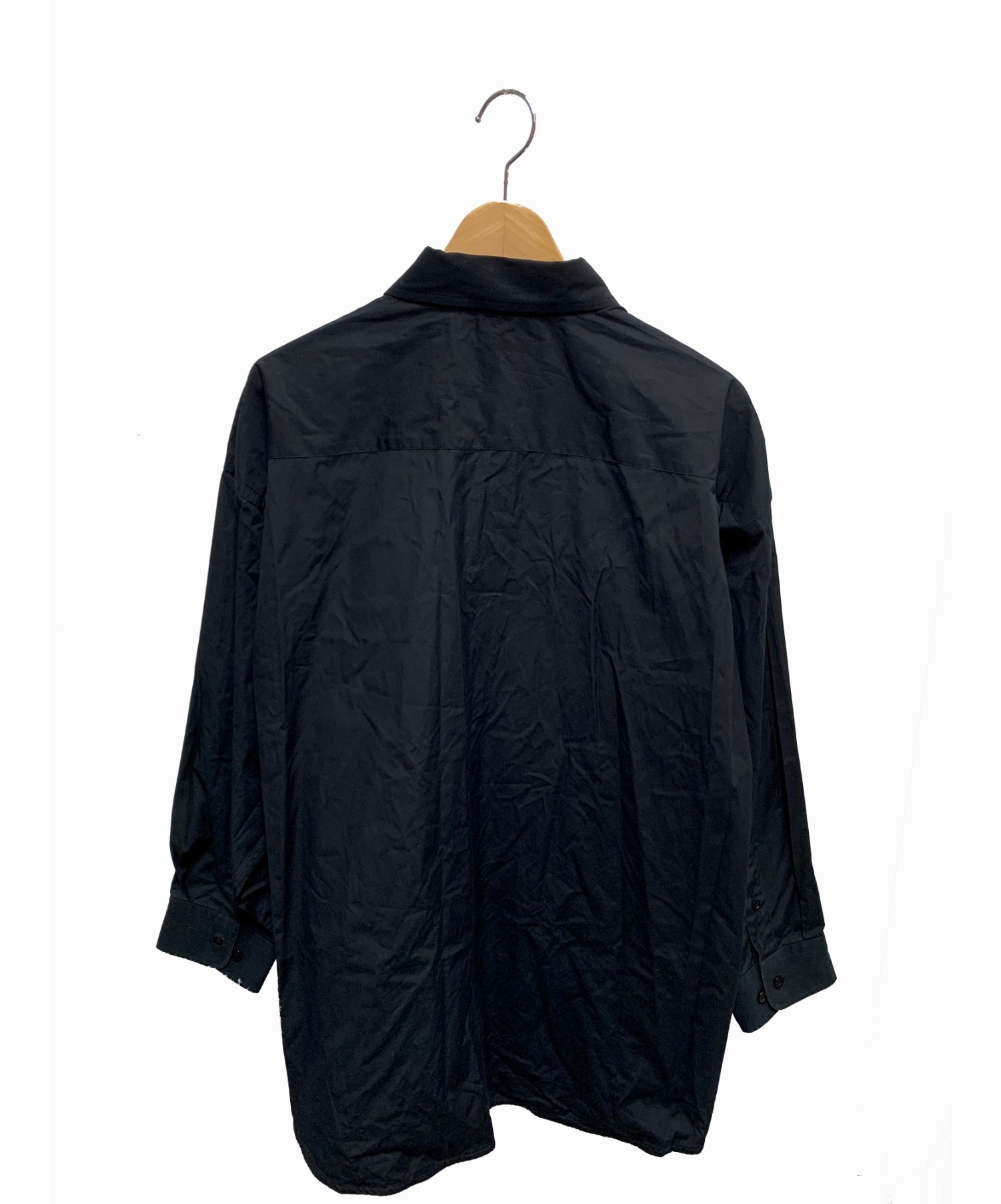 BALENCIAGA (バレンシアガ) ポケット刺繍オーバーサイズシャツ ブラック サイズ:37 565451