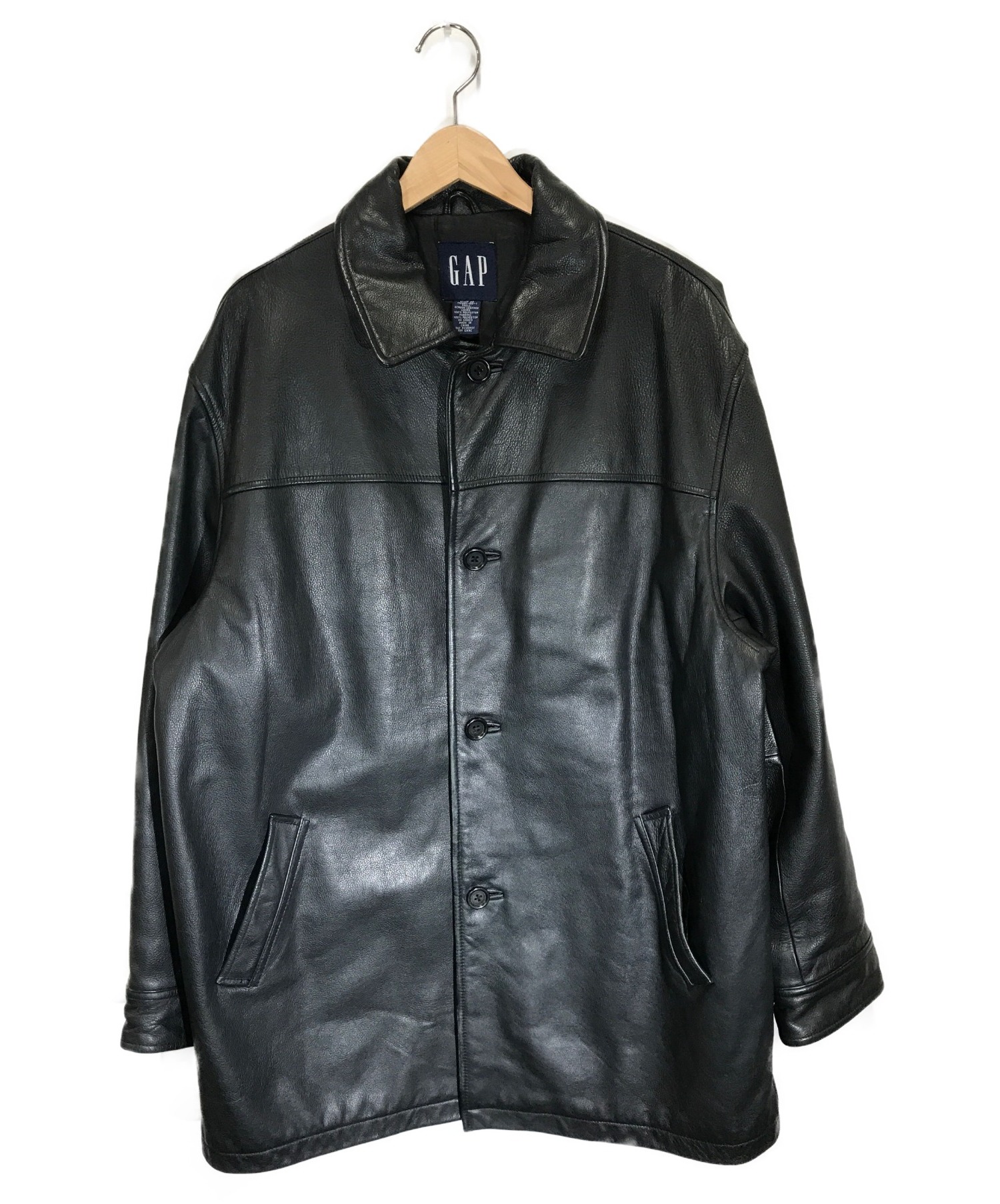Old Gap leather jacket レザーカーコート sleeklooking.com