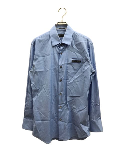 PRADA（プラダ）PRADA (プラダ) トライアングルロゴワッペンシャツ ブルー サイズ:38の古着・服飾アイテム