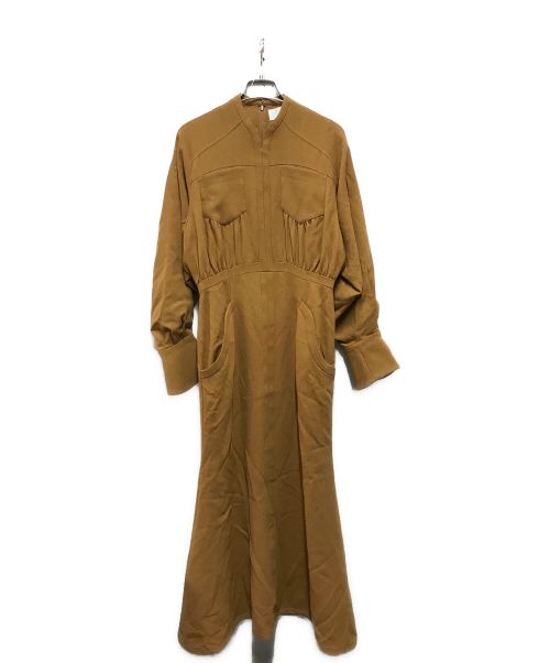 Mame Kurogouchi（マメクロゴウチ）Mame Kurogouchi (マメクロゴウチ) ウールジョーゼットフレアドレス / Wool Georgette Flare Dress ベージュ サイズ:2の古着・服飾アイテム