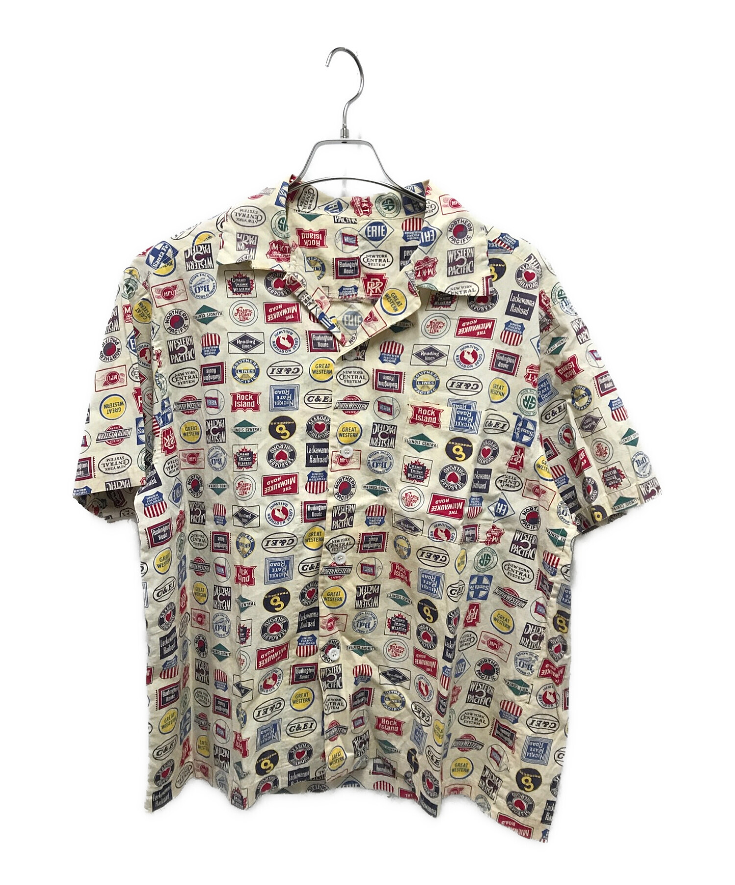 40s〜50s ヴィンテージ レイルロード会社 総柄プリントシャツ-