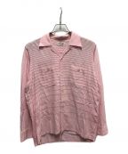 PADDLE&SADDLEパドル アンド サドル）の古着「50`Sレーヨンオープンカラーボーダーシャツ」｜ピンク