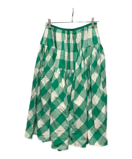 DRAWER（ドゥロワー）DRAWER (ドゥロワー) グリーンチェックギャザースカート グリーン サイズ:38の古着・服飾アイテム