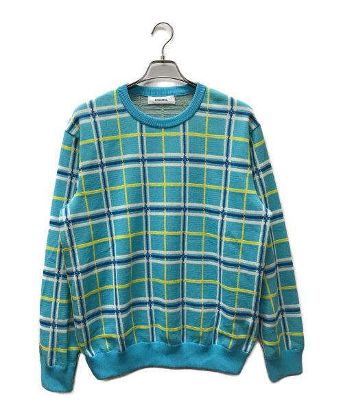 digawel（ディガウェル）digawel (ディガウェル) Knit&Sewn Check Sweater スカイブルー サイズ:３の古着・服飾アイテム